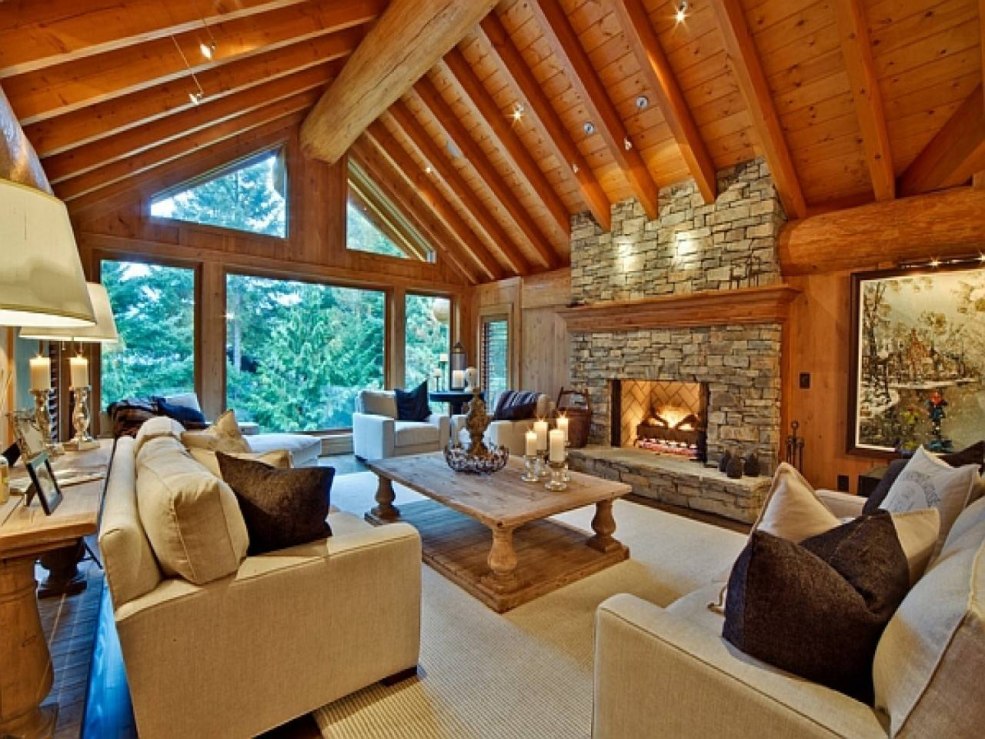 Intérieur de maison en bois à une étage