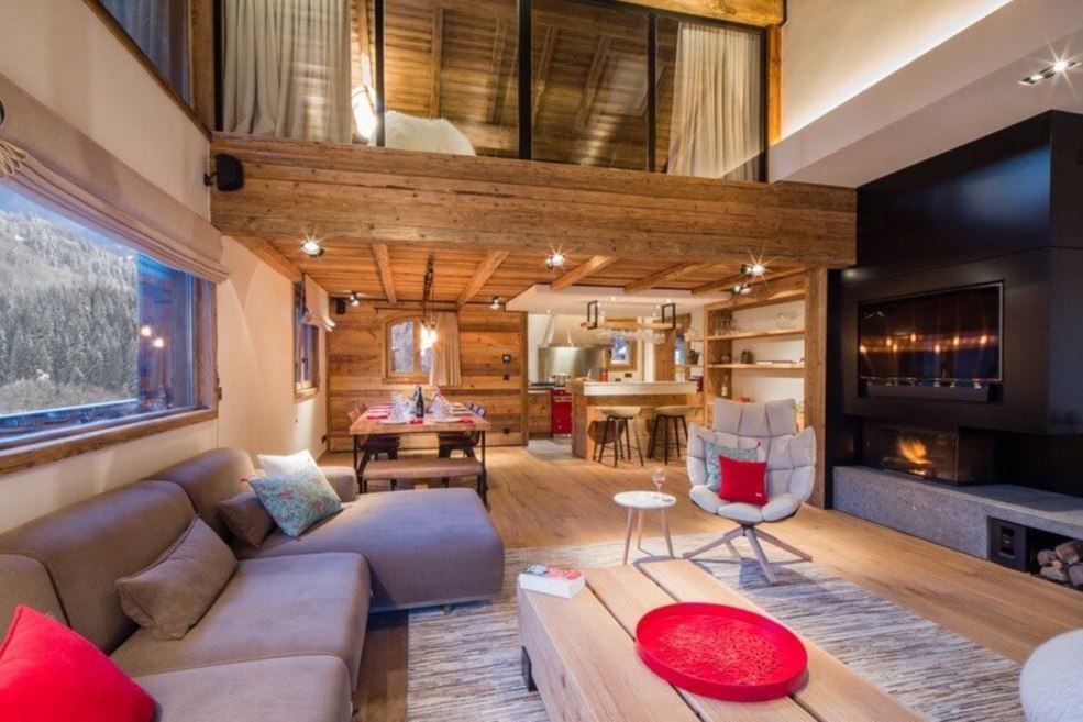 Disposition du salon dans un chalet